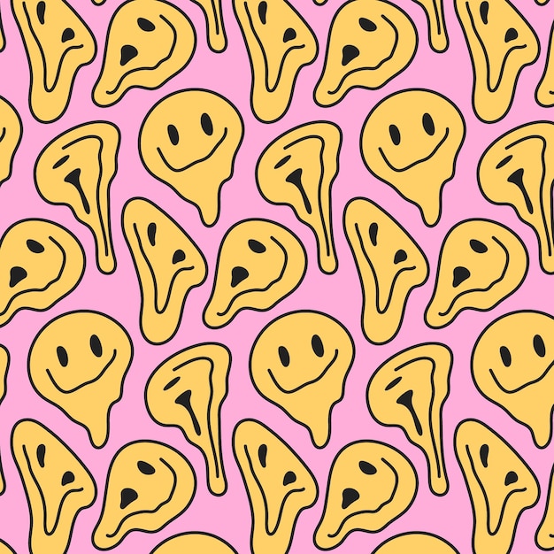 Free Vector | Funny distorted emoticon pattern template