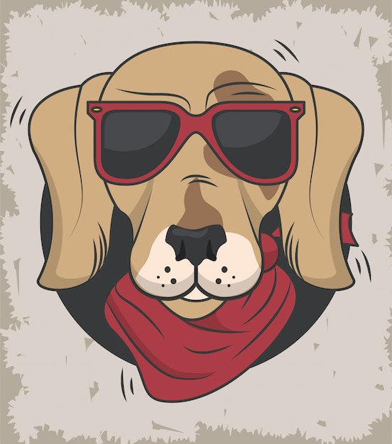 Premium Vector | Funny dog with sunglasses cool style