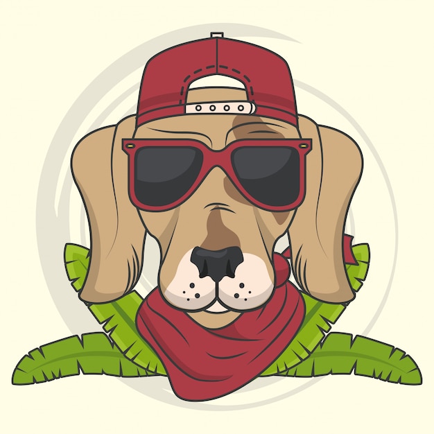 Funny dog with sunglasses cool style | Premium Vector