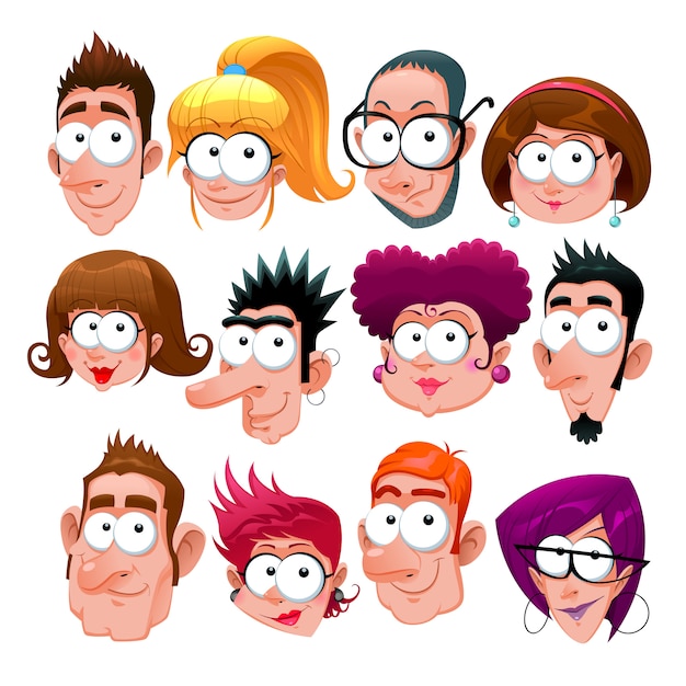 Premium Vector Funny Faces Cartoon Vector Isolated Characters