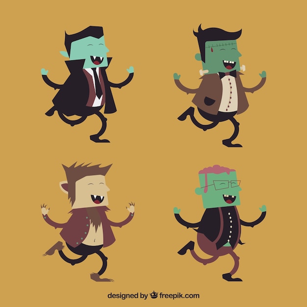 Download Funny halloween characters Vector | Premium Download