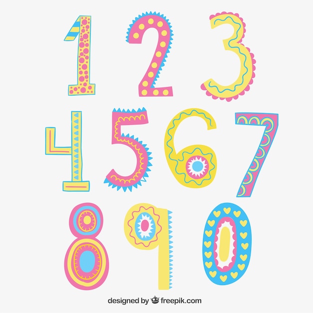 Premium Vector Funny Hand Draw Numbers