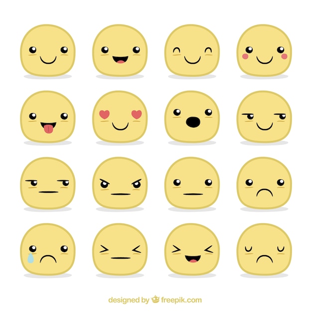 Premium Vector | Funny hand drawn yellow smileys