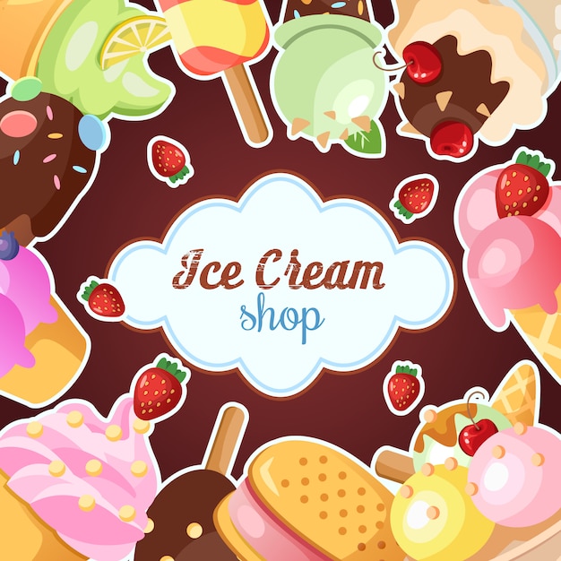 Download Free Vector | Funny ice cream background.