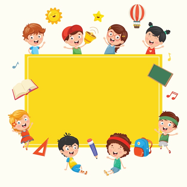 Premium Vector | Funny kids holding blank board