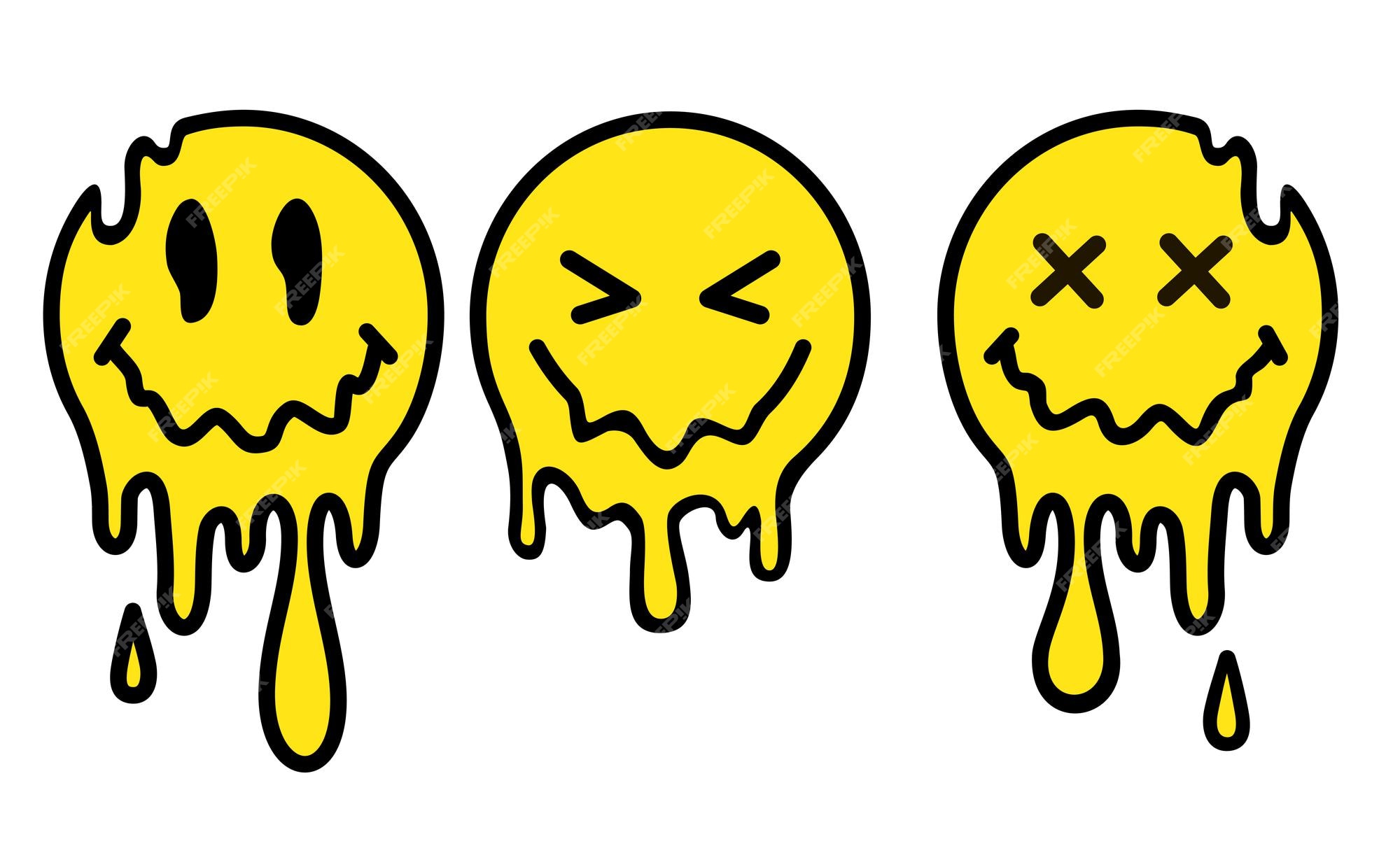 Premium Vector Funny melt smile faces set collection melted smile