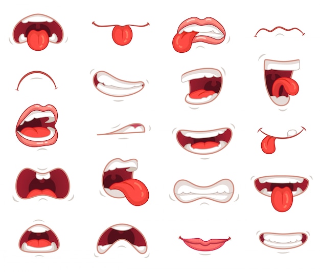 Premium Vector | Funny mouths. facial expressions, cartoon lips and ...