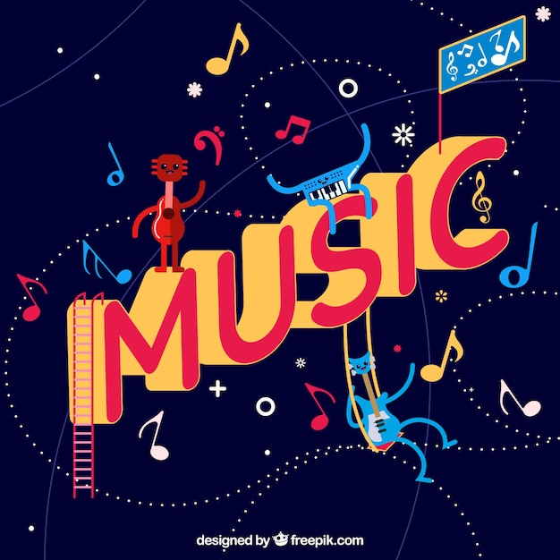 Funny music background Vector | Free Download