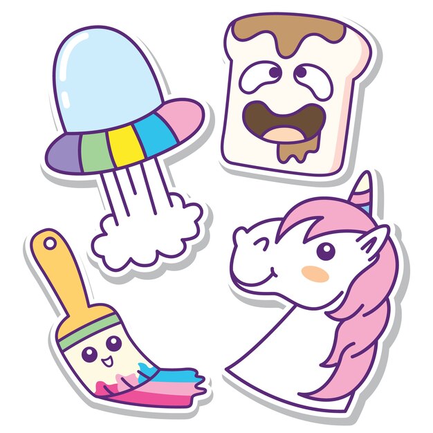 premium-vector-funny-objects-hand-drawn-sticker-set