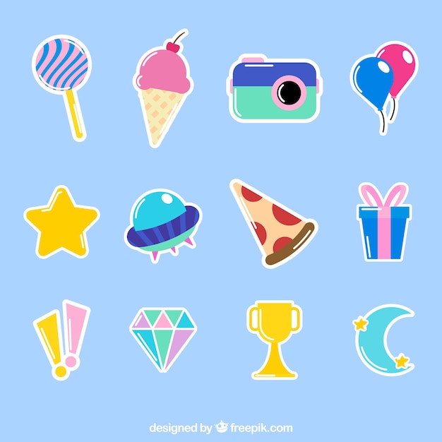 Funny pack of colorful stickers