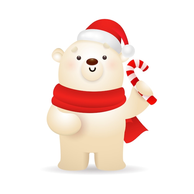 Download Free Vector | Funny polar bear wishing merry christmas