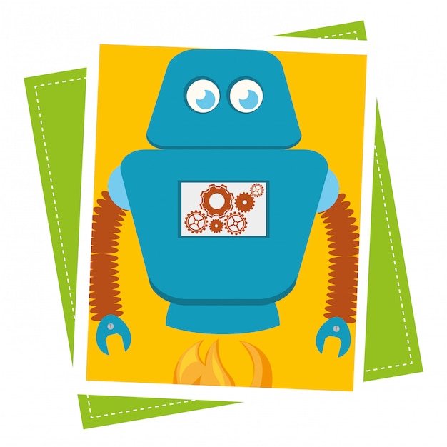 Funny robot cartoon Free Vector