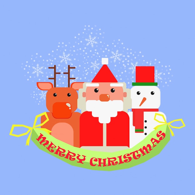 Download Premium Vector | Funny santa claus snowman reindeer in ...