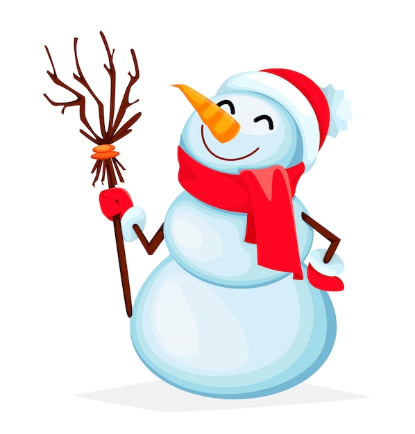 Funny snowman cartoon character | Premium Vector