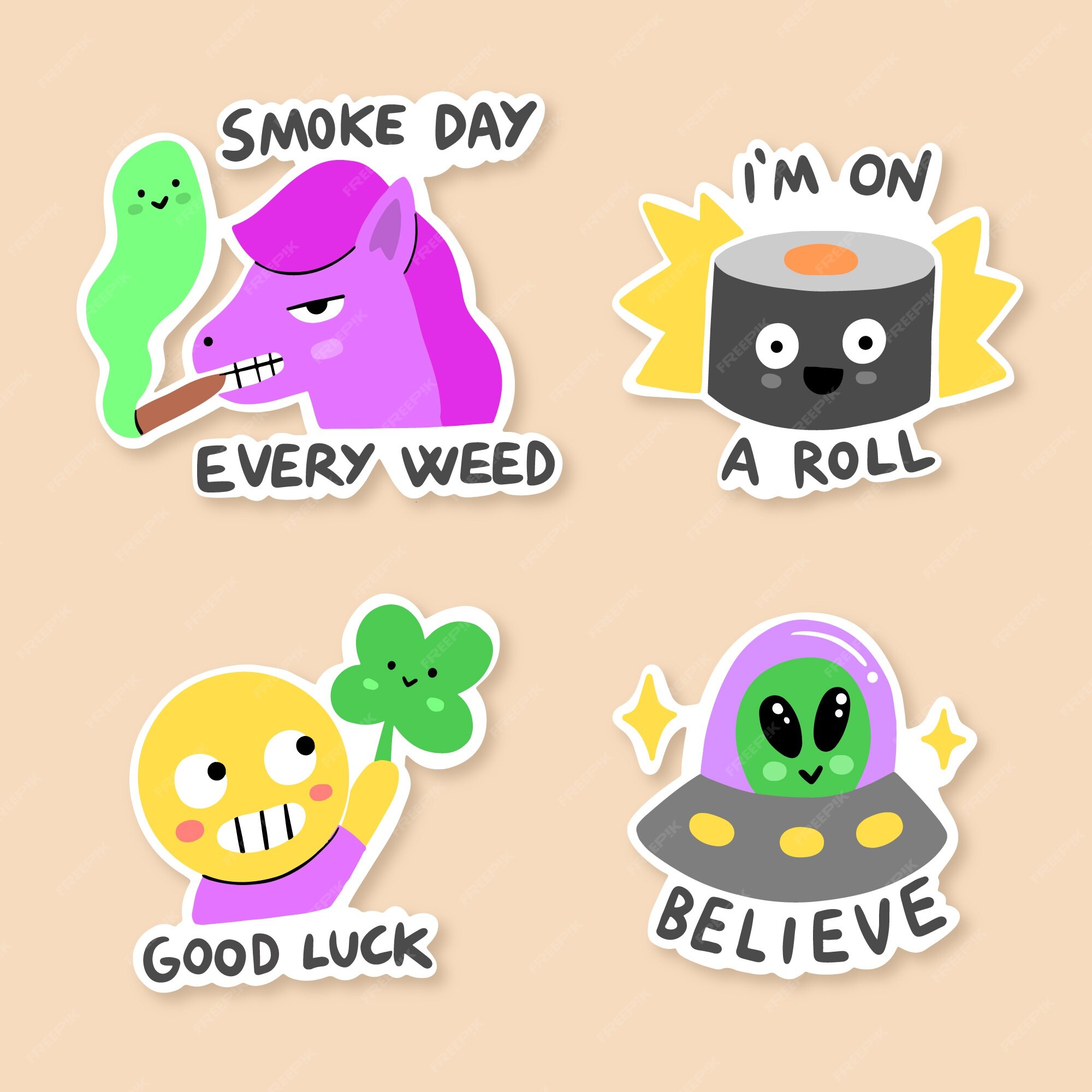 Free Vector | Funny sticker hand-drawn collection