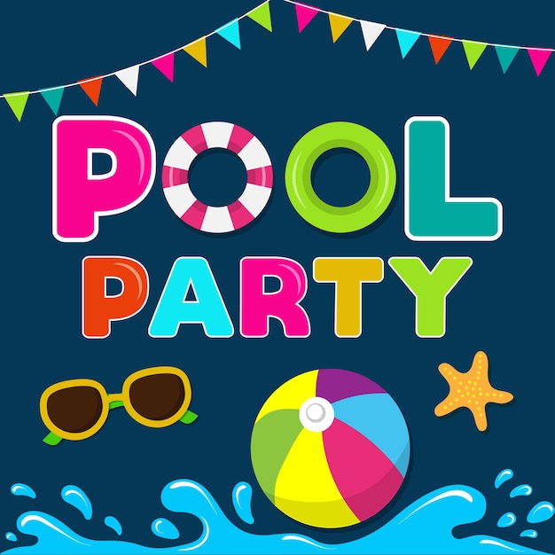 Premium Vector Funny summer banner. pool party