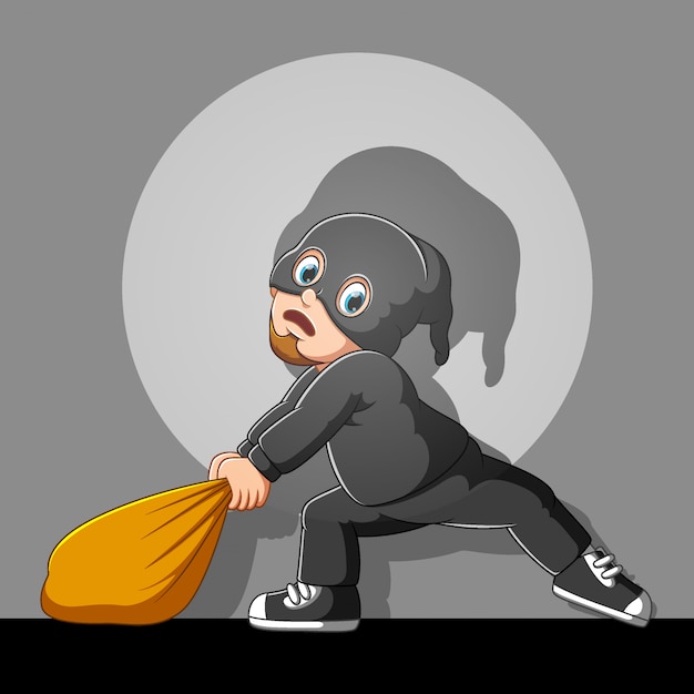 Premium Vector | Funny thief with mask in action