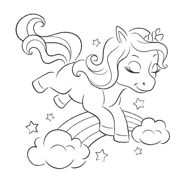 Premium Vector | Funny unicorn jumps over a rainbow isolated on white