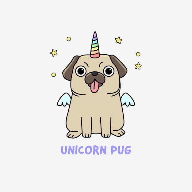 Download Premium Vector | Funny unicorn pug