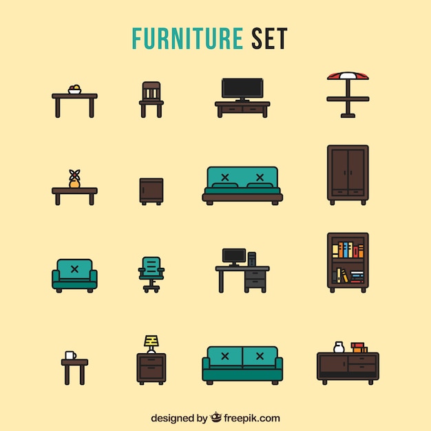 Furniture icons set | Free Vector