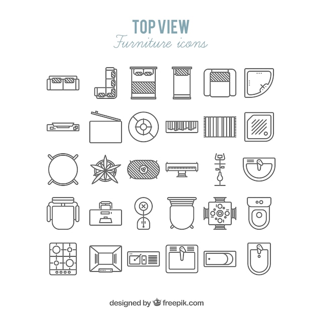 Premium Vector Furniture Icons In Top View