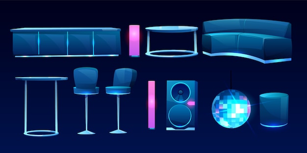 Furniture For Night Club Or Bar Interior Design Vector