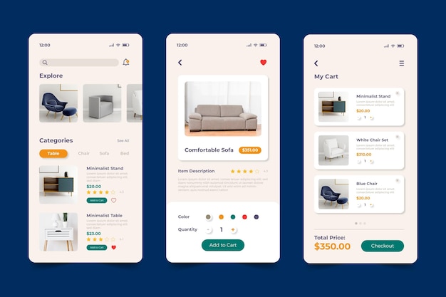 Premium Vector | Furniture shopping app