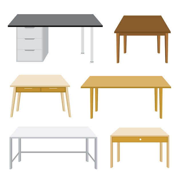 Furniture wooden table isolated illustratio Premium Vector