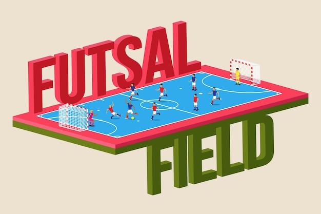 Premium Vector | Futsal field with players