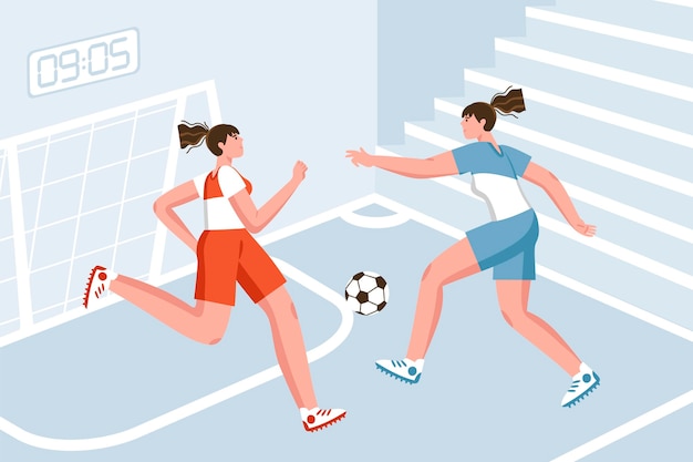 Free Vector | Futsal field with players