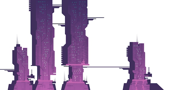 Free Vector Future City Skyscrapers Cyberpunk Constructions