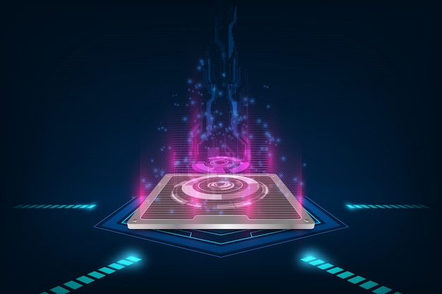 Future computer processor, electronic technology background, vector cpu generation Premium Vector