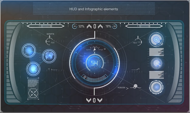 Futuristic blue infographics as head-up display. display navigation elements for the web and app. Pr