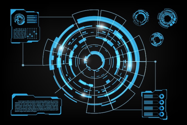 Futuristic circle system computer with abstract circle | Premium Vector