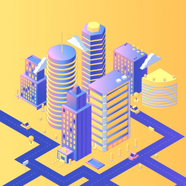 Premium Vector | Futuristic city isometric
