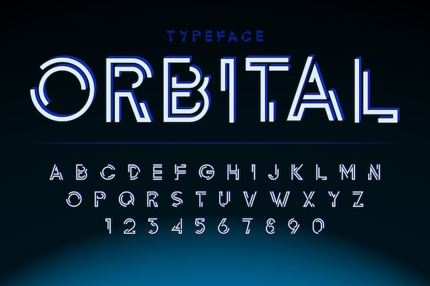 Download Premium Vector Futuristic Display Font Alphabet Character Set PSD Mockup Templates