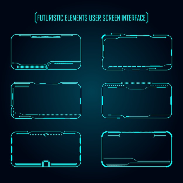 Futuristic elements user screen interface set Premium Vector