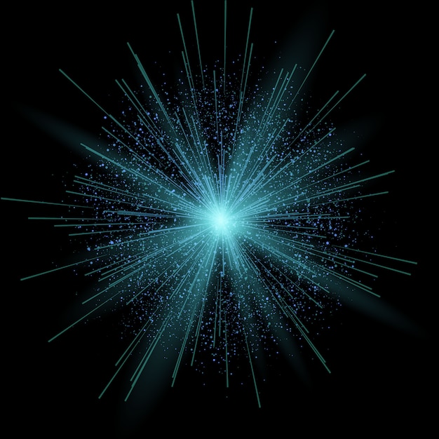 Futuristic firework lines with particle star dust Premium Vector