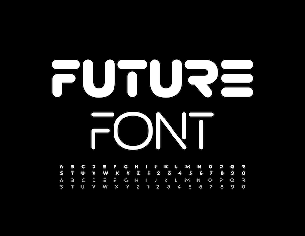 Premium Vector | Futuristic font simple white alphabet techno style ...