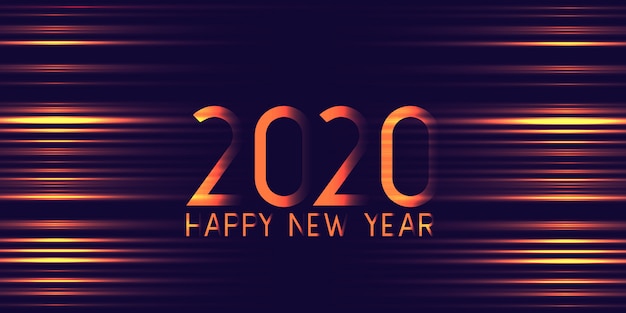 Futuristic glowing happy new year banner Free Vector