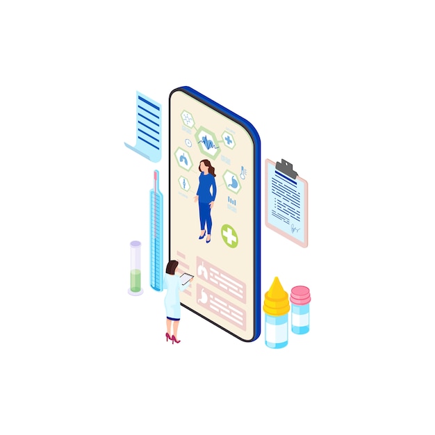 Premium Vector | Futuristic health system isometric illustration