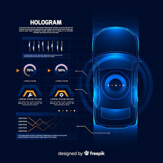 車の未来的なホログラフィックインターフェース 無料のベクター