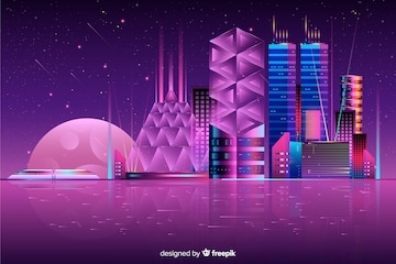 Free Vector | Futuristic night city background