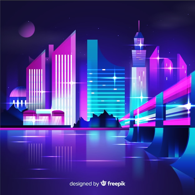 Free Vector | Futuristic night city background