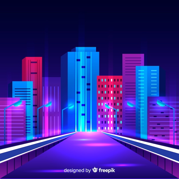 Free Vector | Futuristic night city background