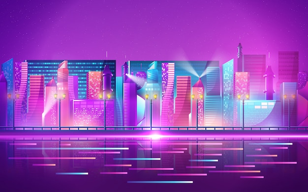 Futuristic night city. cityscape on a dark background with ...