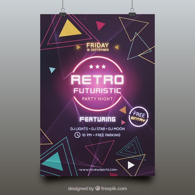 Futuristic Party Poster Template Free Vector