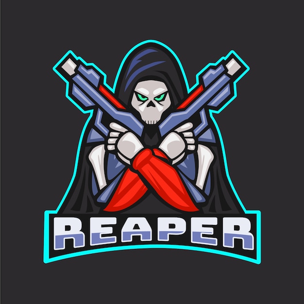 Free Vector | Futuristic reaper with guns logo template