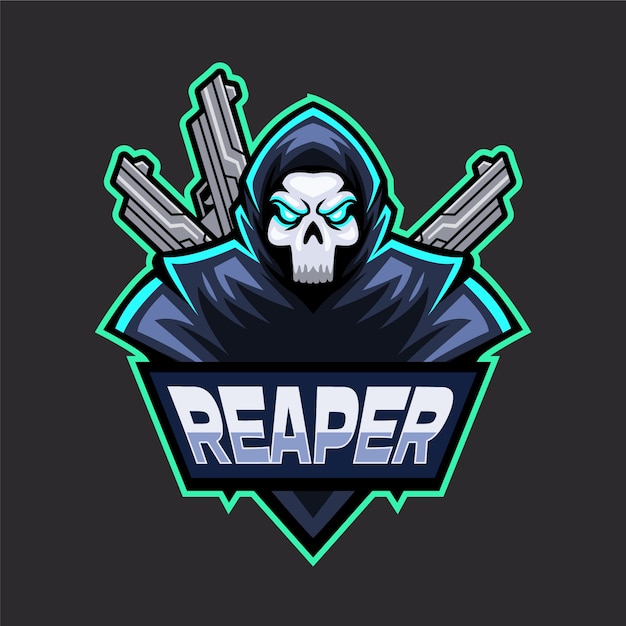 Free Vector | Futuristic reaper with weapons logo template