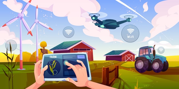 Futuristic technologies in farm Free Vector